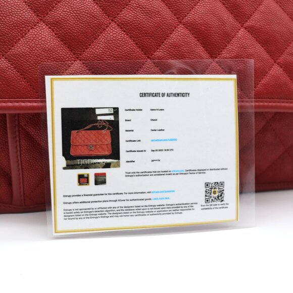 Chanel Red Caviar Leather Medium French Riviera Flap Bag - Picture 12 of 12